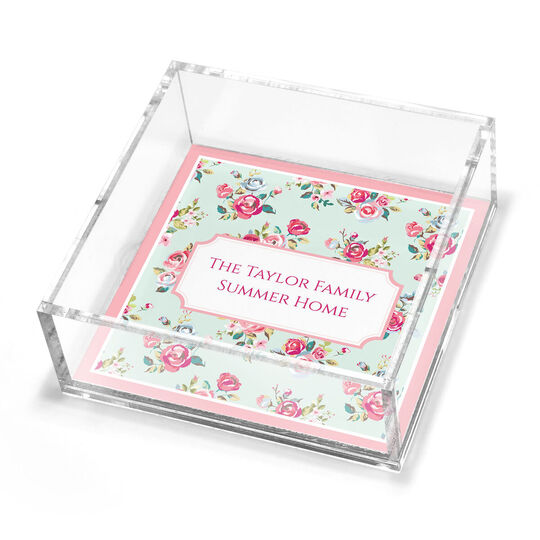 Delicate Roses Petite Lucite Trinket Tray